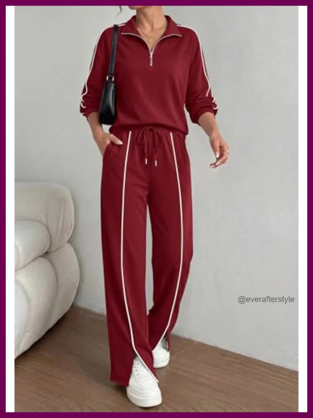 Matching Lounge Set, Long Sleeve Zip Up Top with Wide Leg Pants, Y2K Tracksuit,